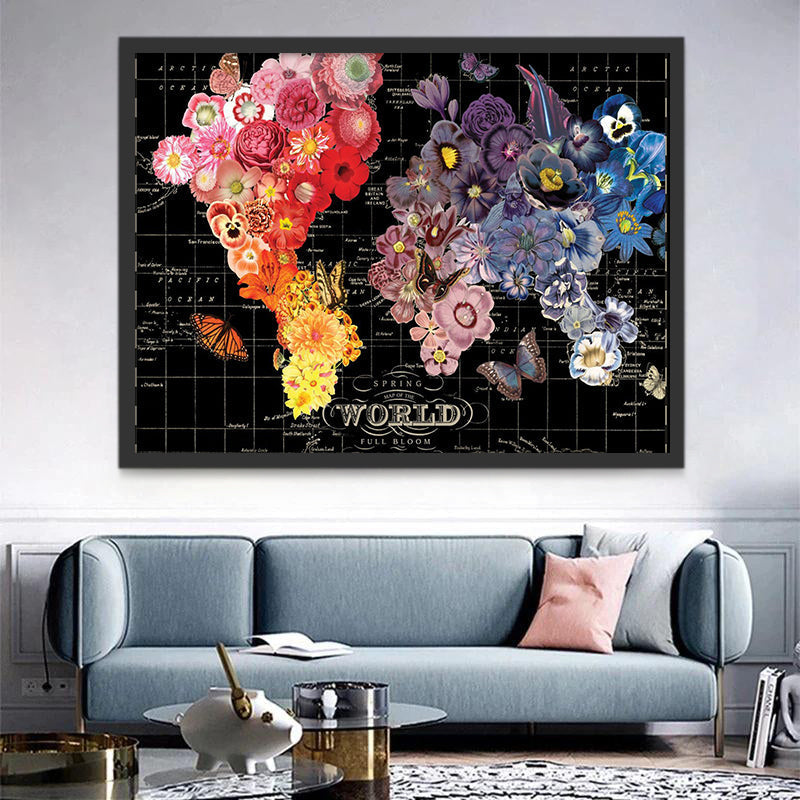Mapa del Mundo Hecho de Flores Diversas Pintar por Números