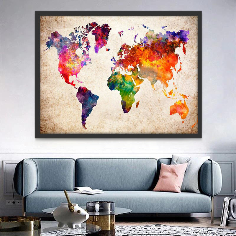 Mapa Mundial Colorido en Papel Antiguo Pintar por Números