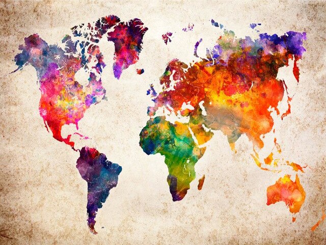 Mapa Mundial Colorido en Papel Antiguo Pintar por Números