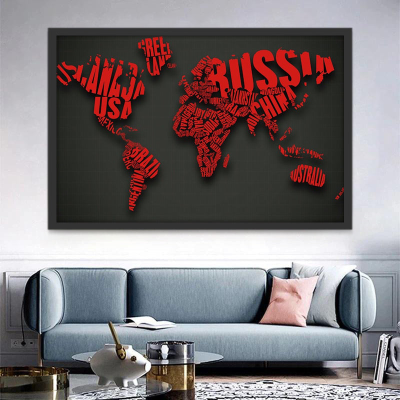 Mapa Mundial Compuesta de Letras Pintar por Números