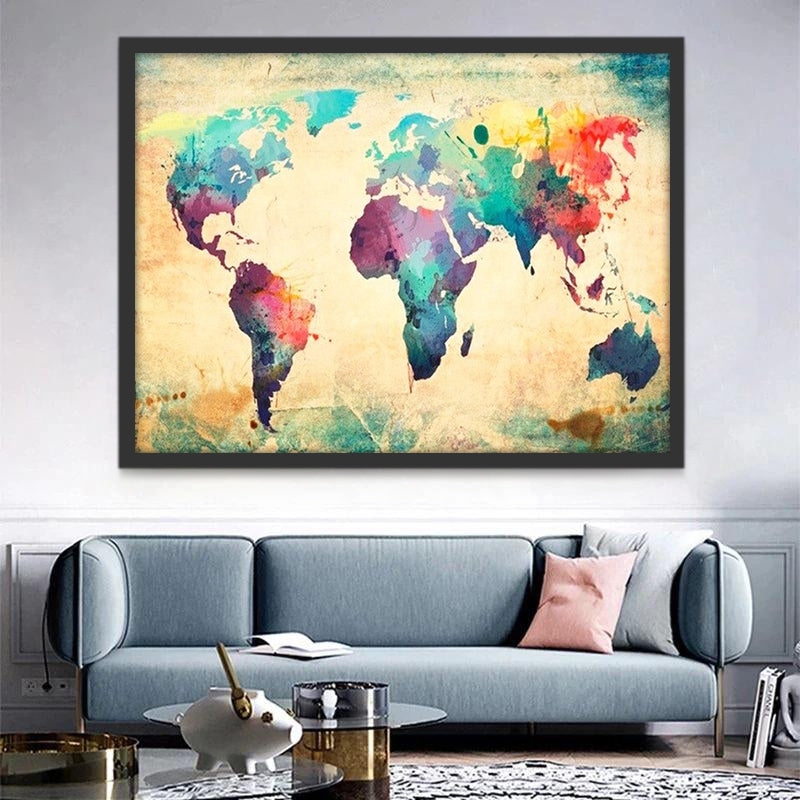 Mapa Mundial en el Papel Antiguo Pintar por Números