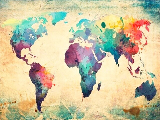 Mapa Mundial en el Papel Antiguo Pintar por Números