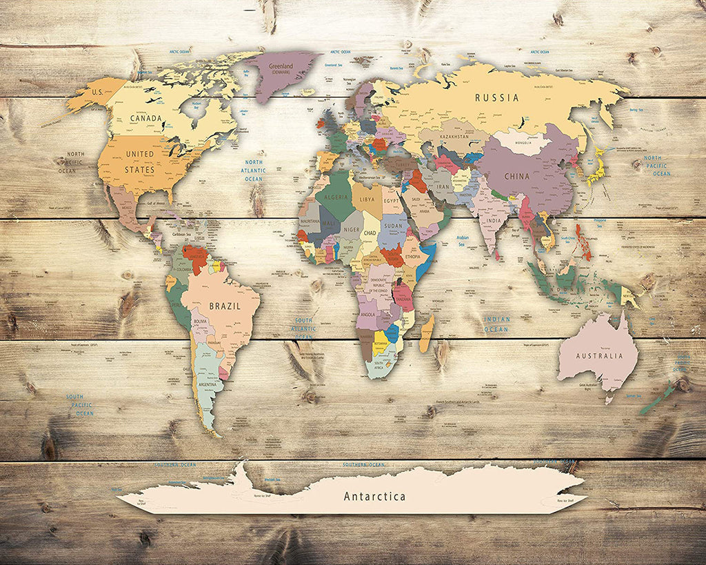 Mapa Mundial en Madera Pintar por Números