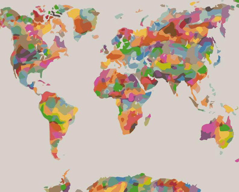 Mapamundi de Continentes Coloridos Pintar por Números