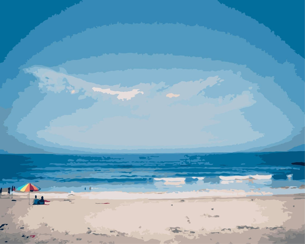Mar Azul y Playa de Arena Blanca Pintar por Números