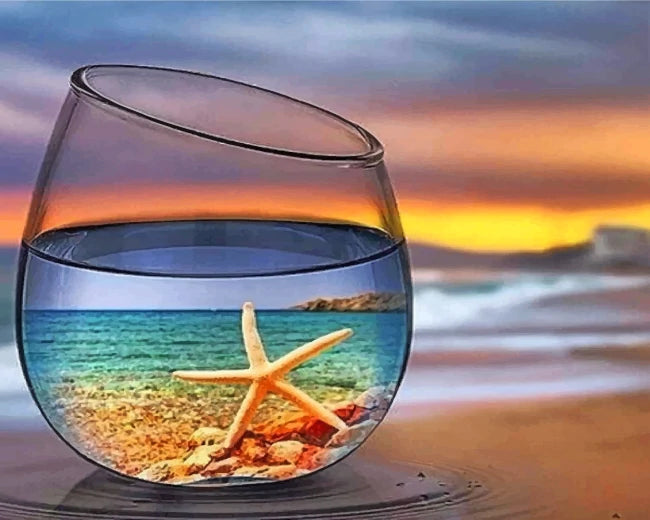 Mar en el Vaso sobre la Playa Pintar por Números