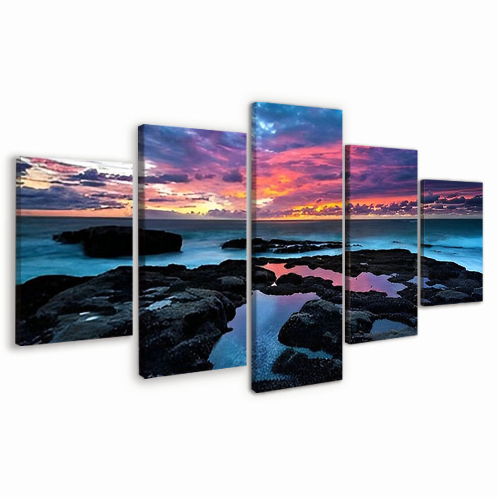 Mar y Nubes al Atardecer 5 Partes Pintar por Números