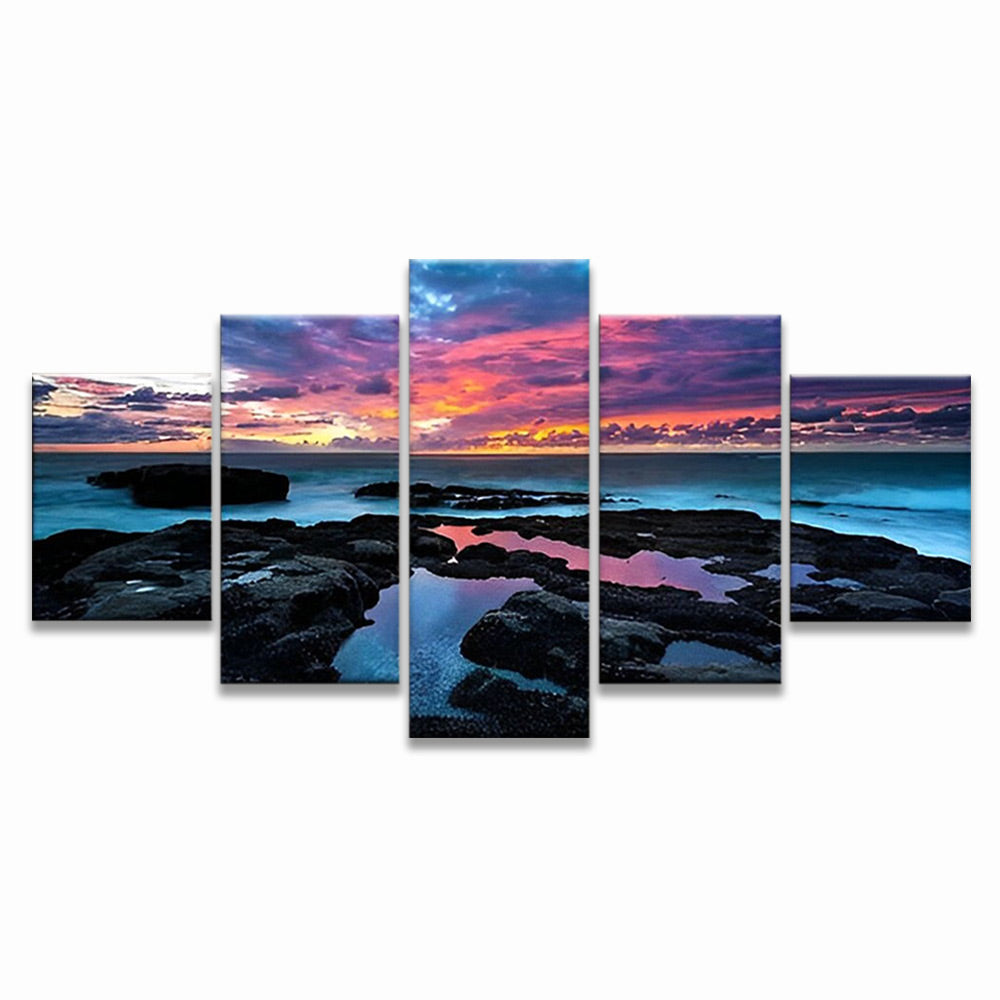 Mar y Nubes al Atardecer 5 Partes Pintar por Números