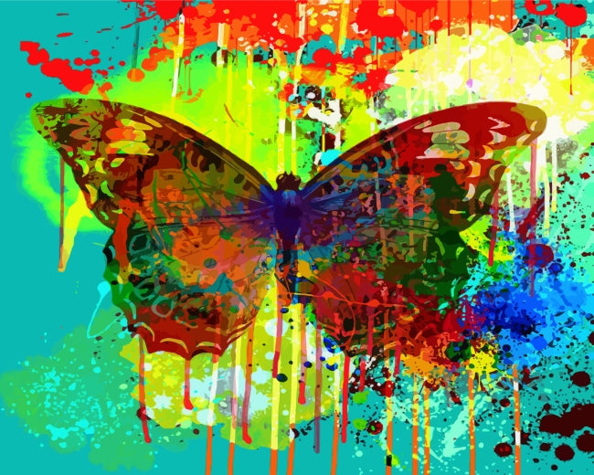 Mariposa Abstracta y Fondo Colorido Pintar por Números