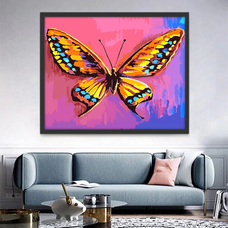 Mariposa Amarilla y Fondo Rosa Pintar por Números
