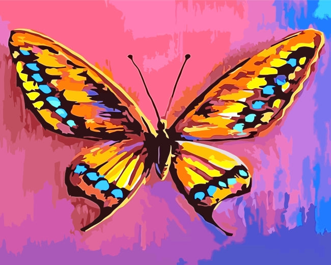 Mariposa Amarilla y Fondo Rosa Pintar por Números