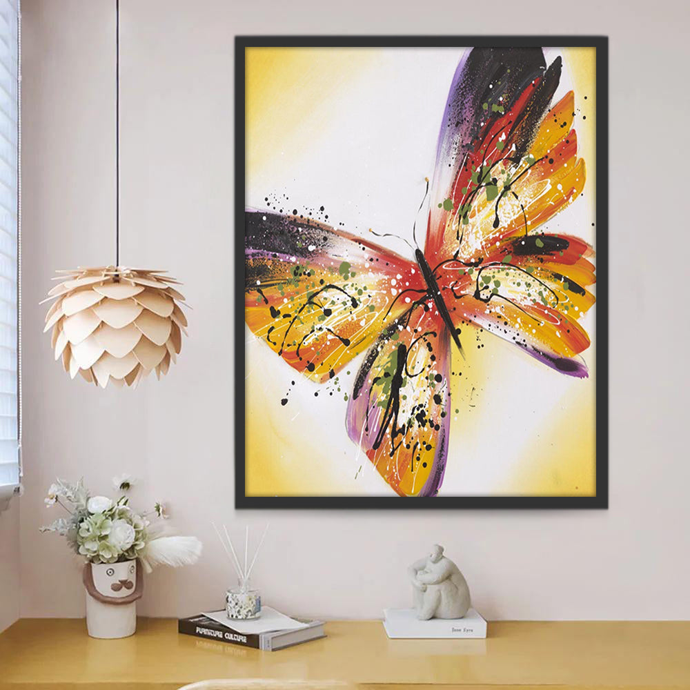Mariposa Colorida y Fondo Amarillo Pintar por Números