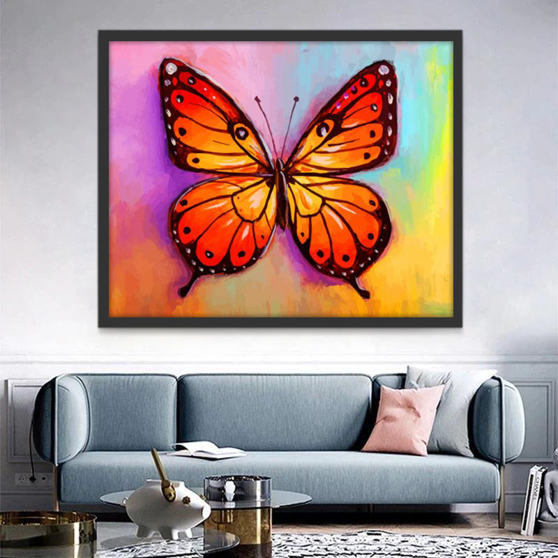 Mariposa Roja con Fondo de Arco Iris Pintar por Números