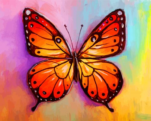 Mariposa Roja con Fondo de Arco Iris Pintar por Números