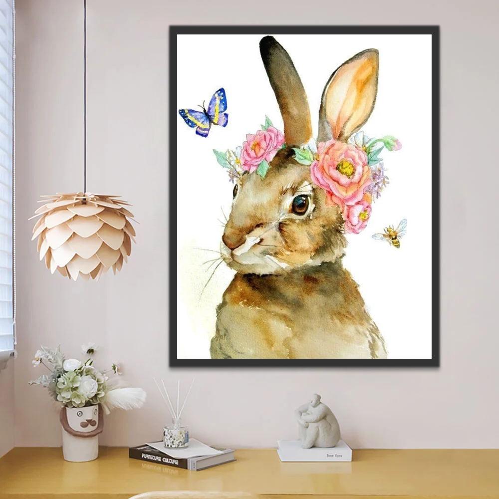 Mariposa y Abeja y Conejo con Flores Pintar por Números