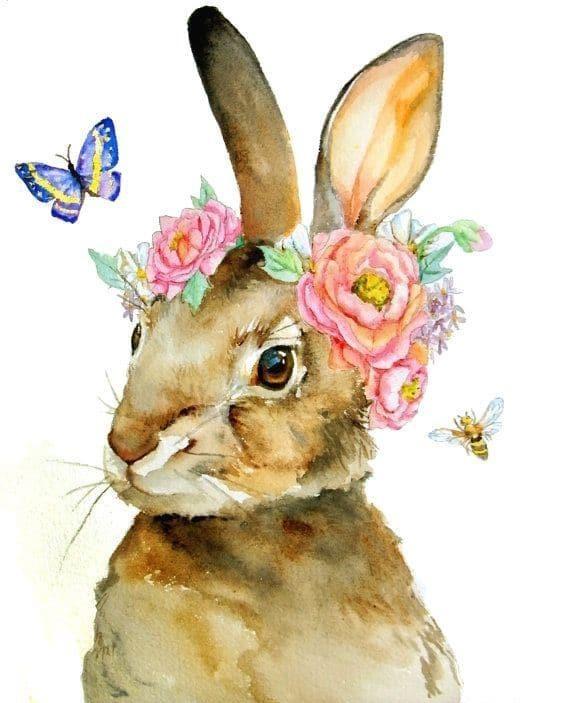 Mariposa y Abeja y Conejo con Flores Pintar por Números
