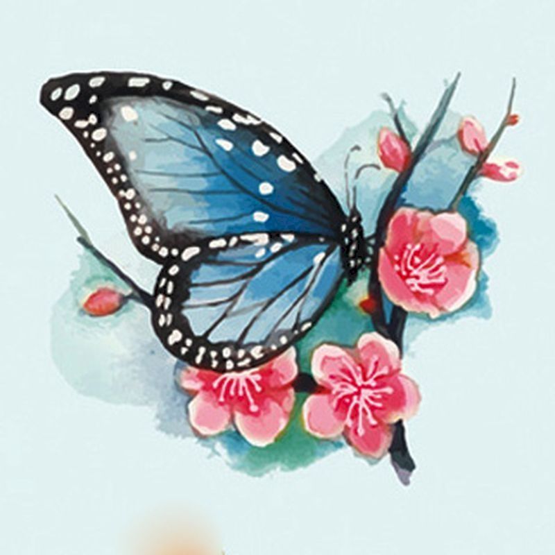 Mariposa y Flor de Ciruelas Pintar por Números