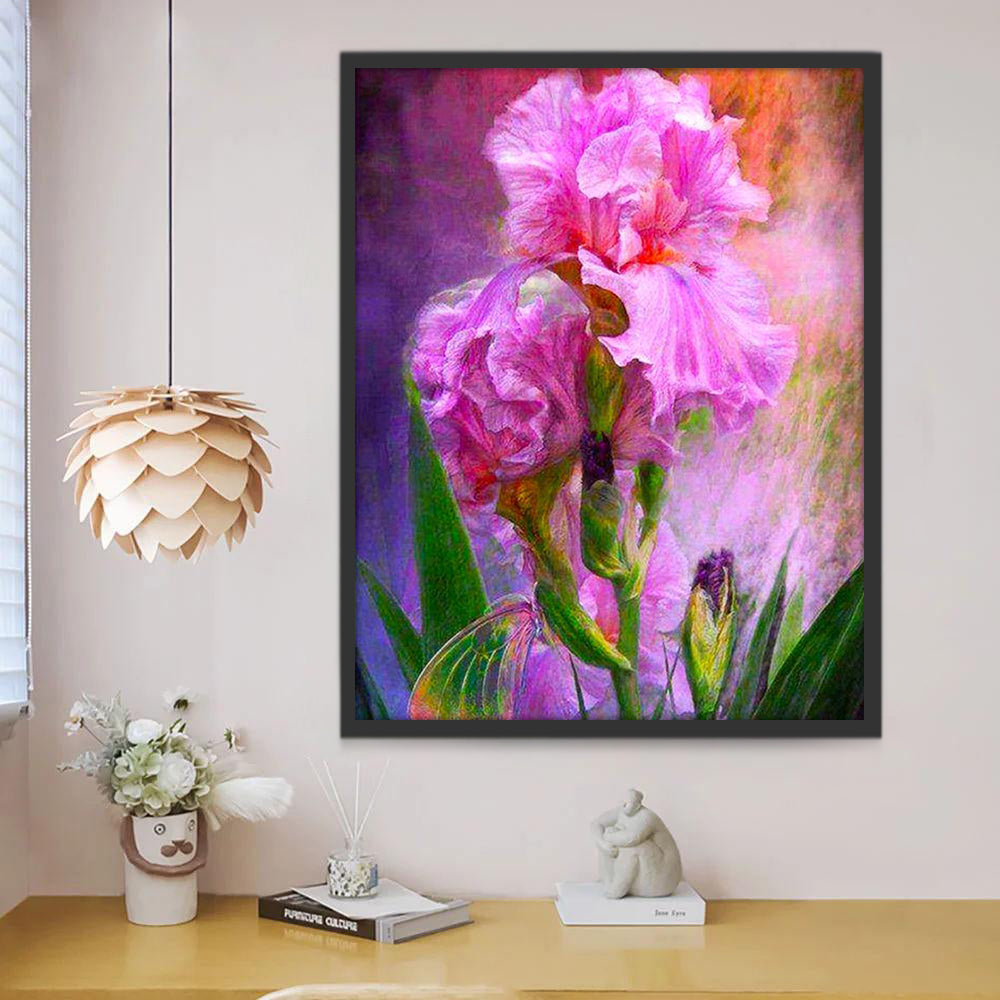 Mariposa y Flores Bonitas Moradas Pintar por Números