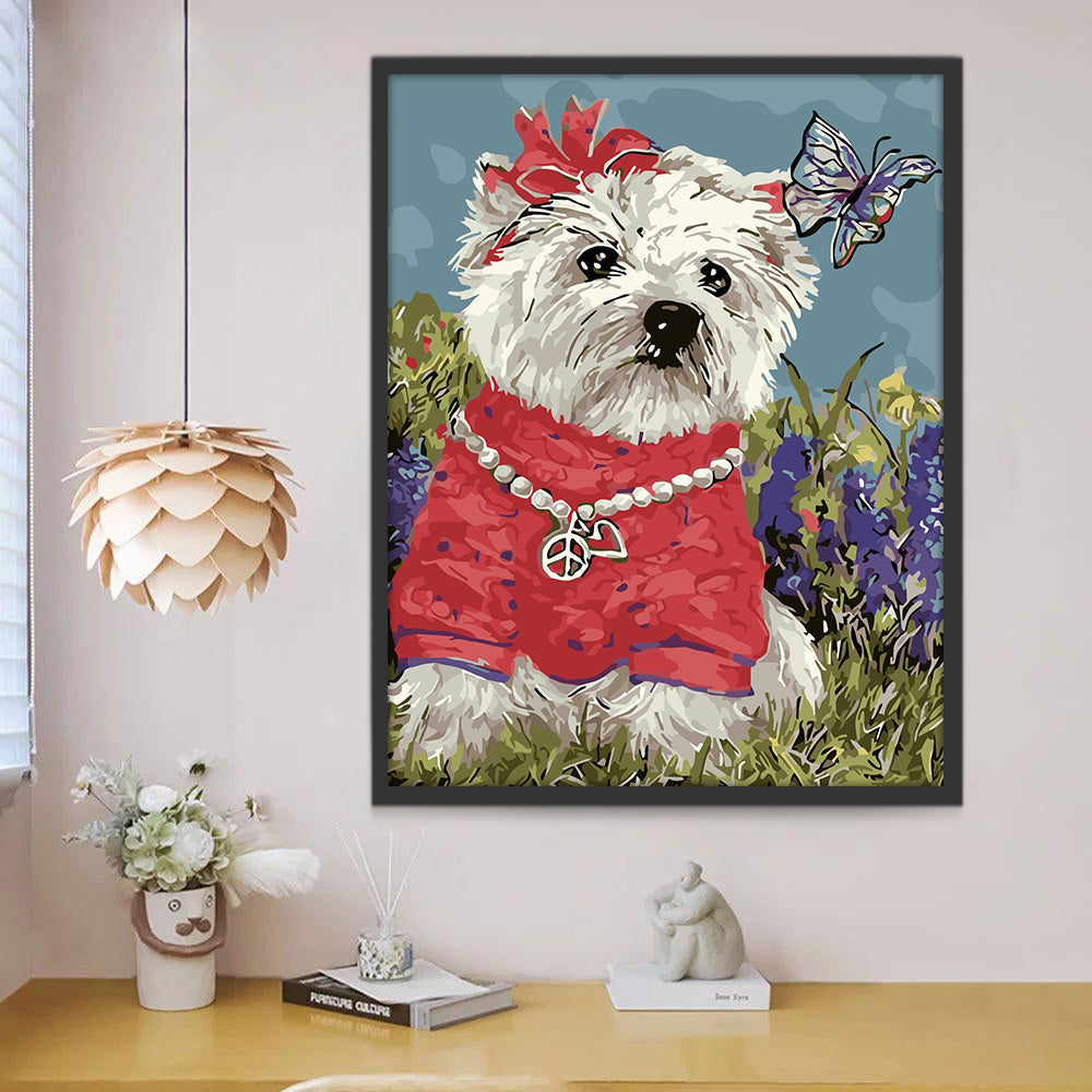 Mariposa y Perrito Hermoso Pintar por Números