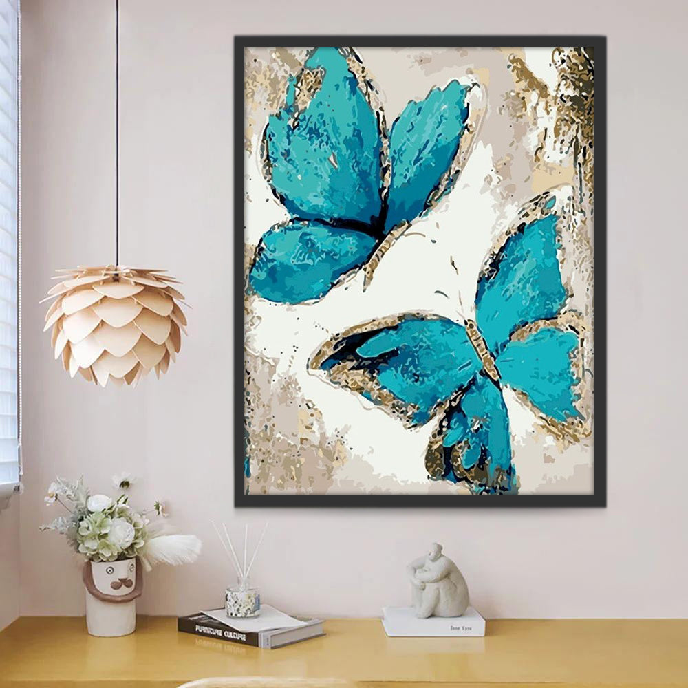 Mariposas Azules y Fondo Claro Pintar por Números