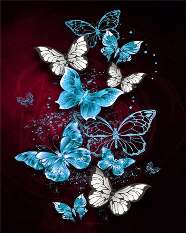 Mariposas Blancas y Azules Pintar por Números