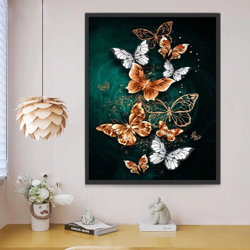 Mariposas Blancas y Doradas Pintar por Números