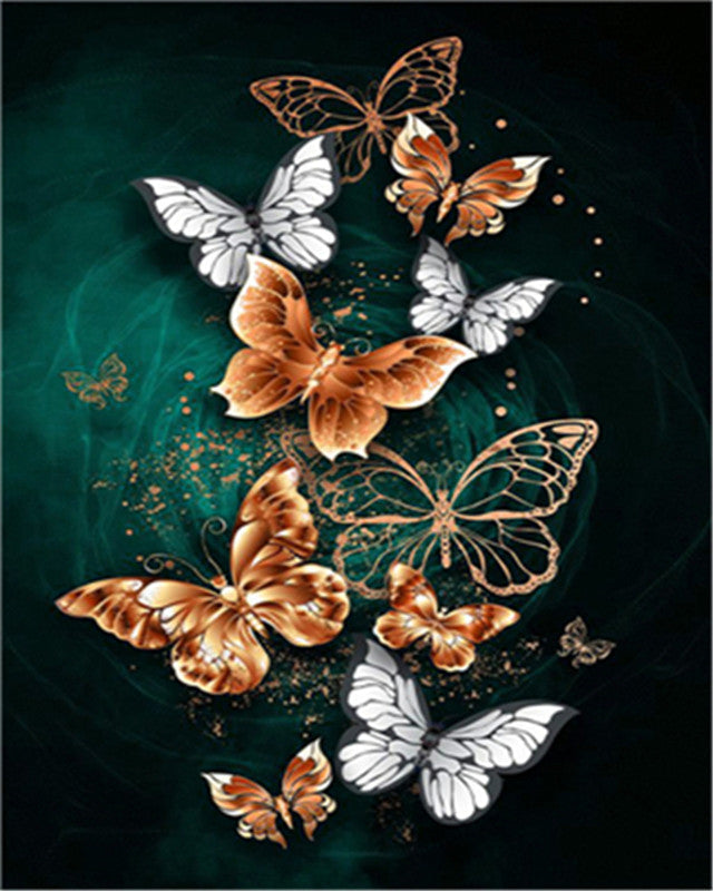 Mariposas Blancas y Doradas Pintar por Números