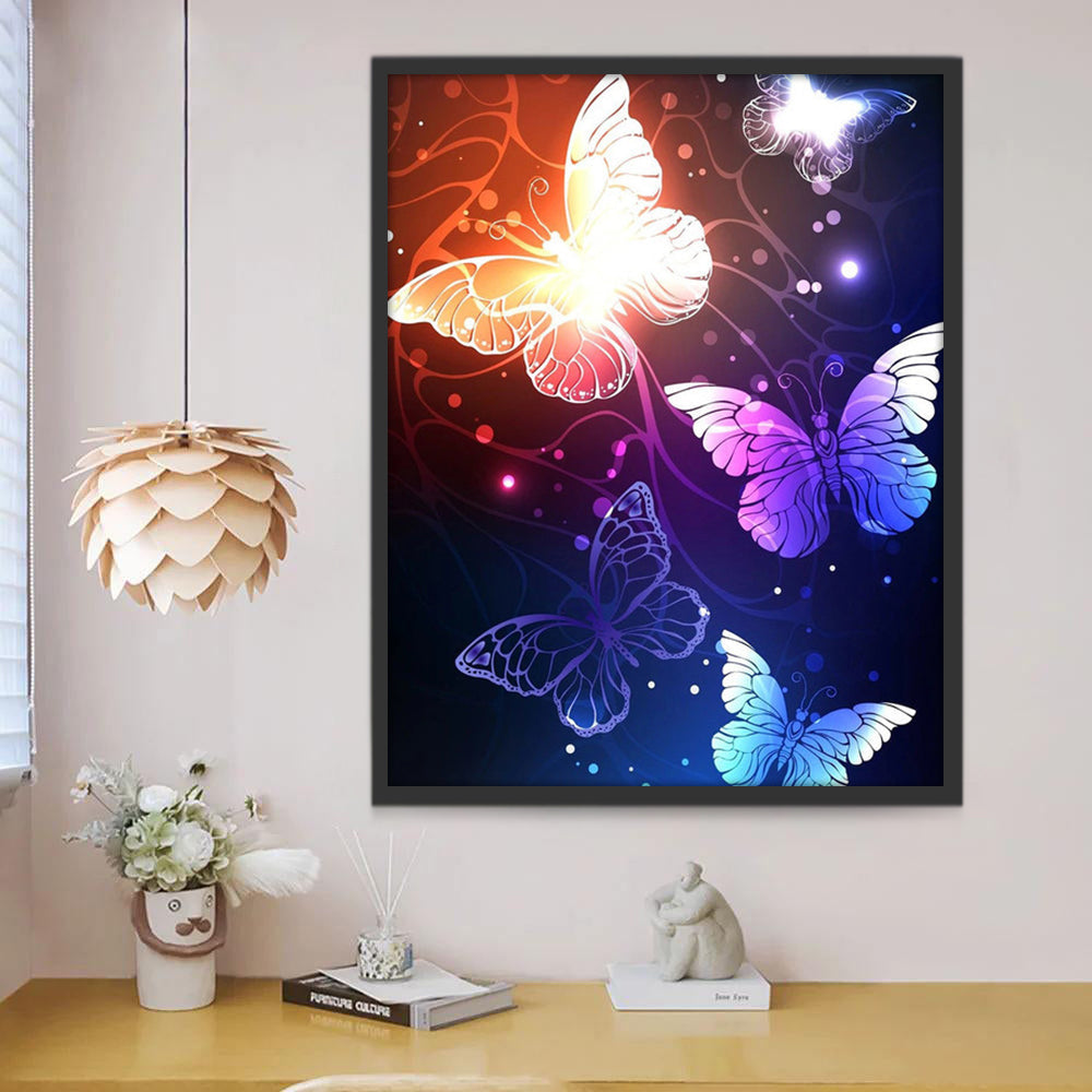 Mariposas Brillantes en Oscuridad Pintar por Números