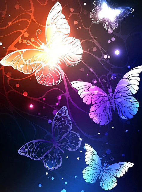 Mariposas Brillantes en Oscuridad Pintar por Números
