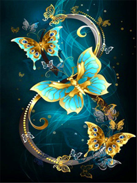 Mariposas de Color Verde y Dorado Pintar por Números
