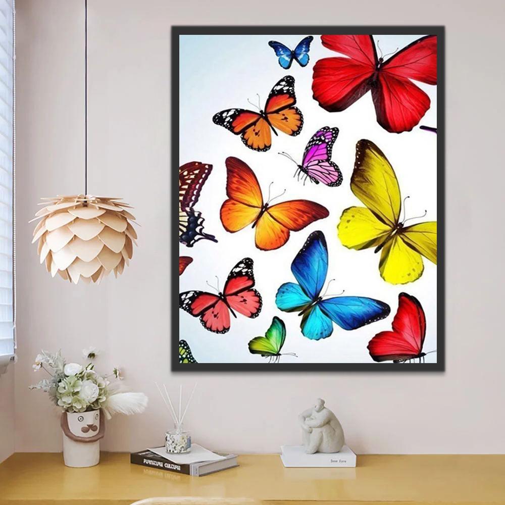 Mariposas en Fondo Blanco Pintar por Números