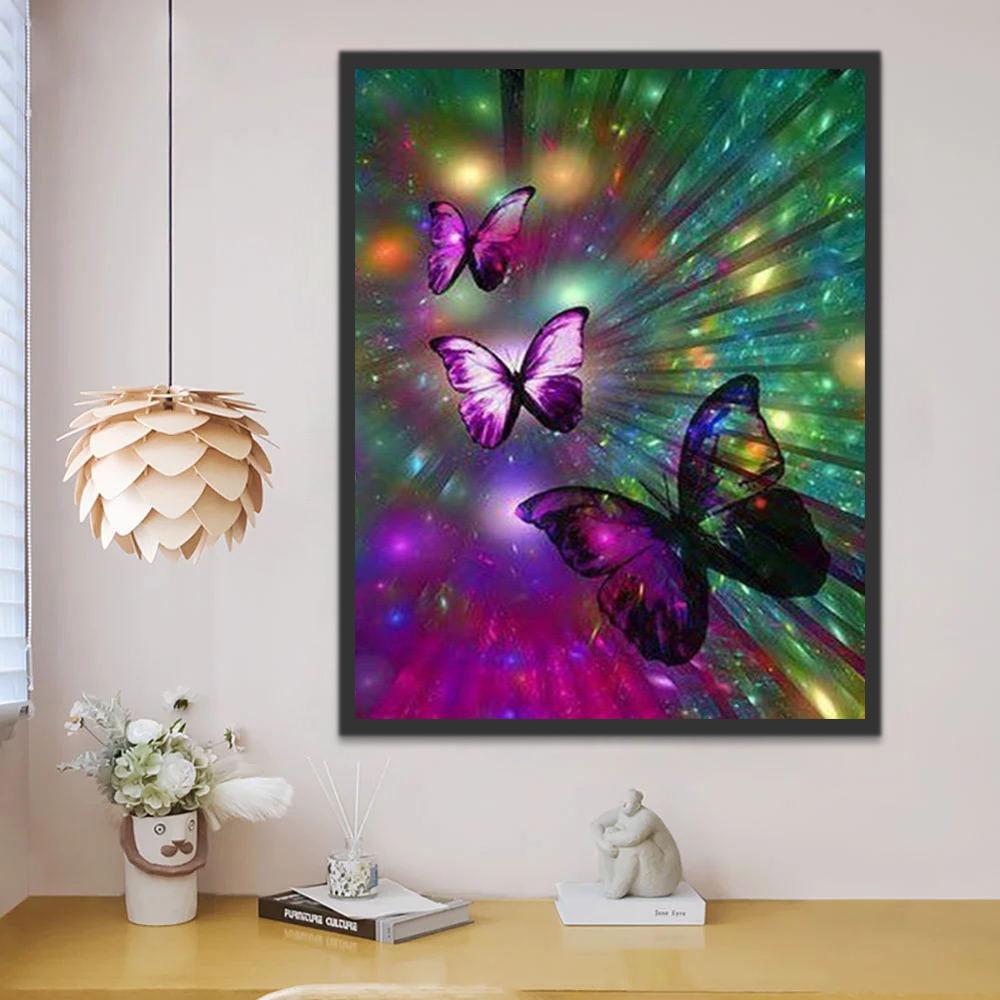 Mariposas en Líneas Brillantes Pintar por Números