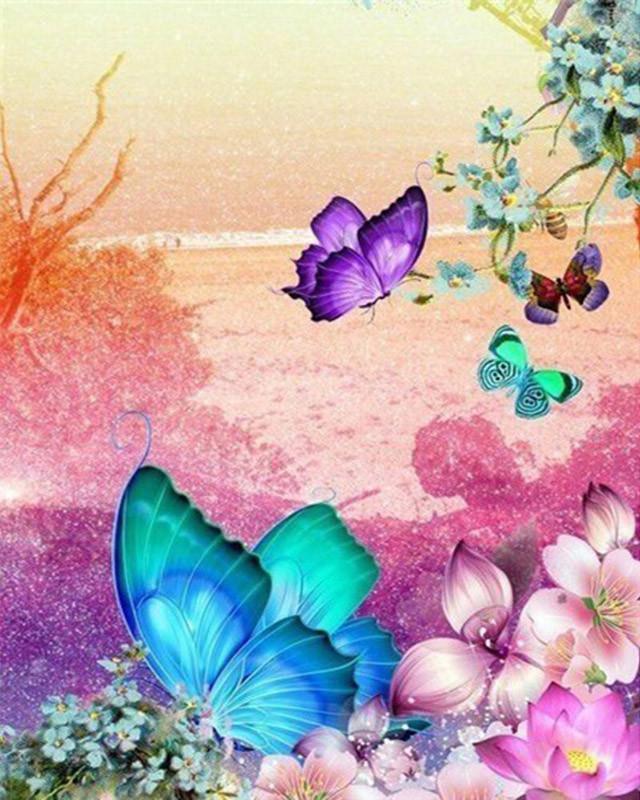 Mariposas Moradas y Azules Pintar por Números