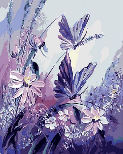 Mariposas Moradas y Flores Rosas Pintar por Números