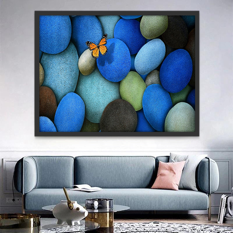 Mariposas sobre Piedras Azules Pintar por Números