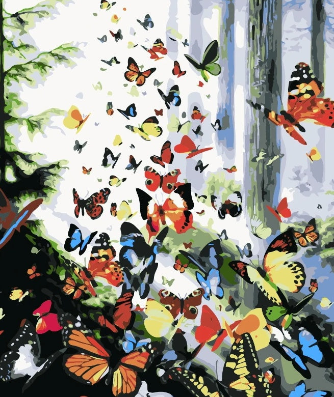 Mariposas Volando Hacia Cielo Pintar por Números