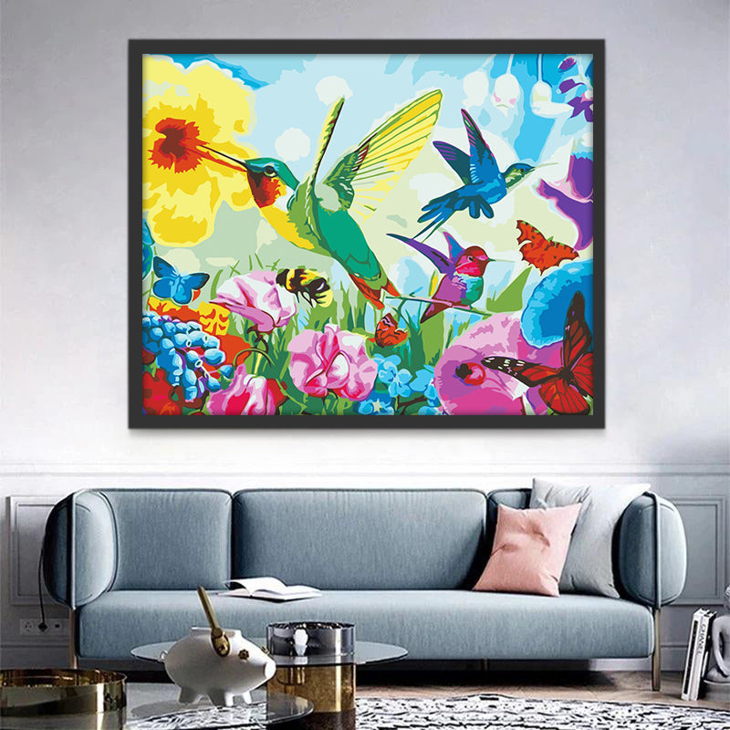 Mariposas y Colibríes en las Flores Pintar por Números