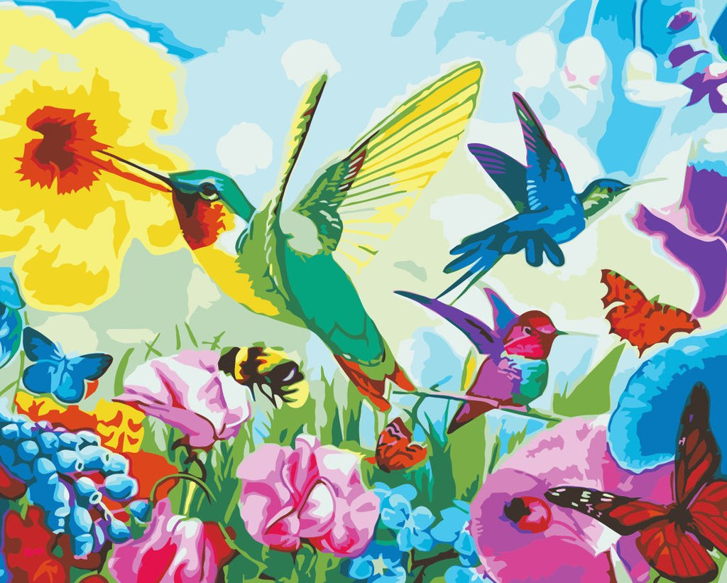 Mariposas y Colibríes en las Flores Pintar por Números