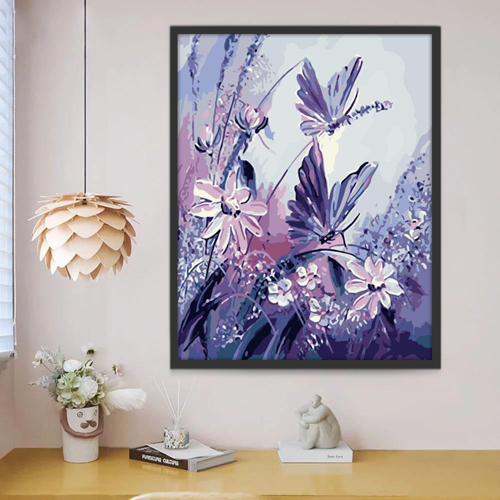 Mariposas y Flores Moradas Pintar por Números