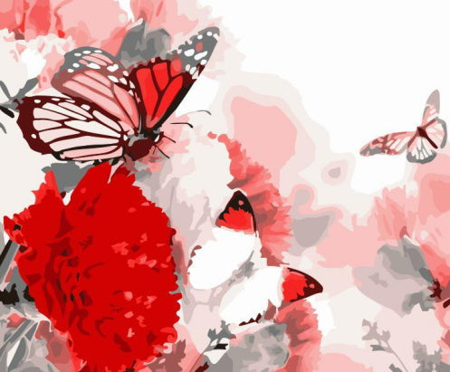 Mariposas y Flores Rojas Pintar por Números
