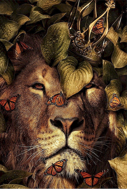 Mariposas y León con Corona Pintar por Números
