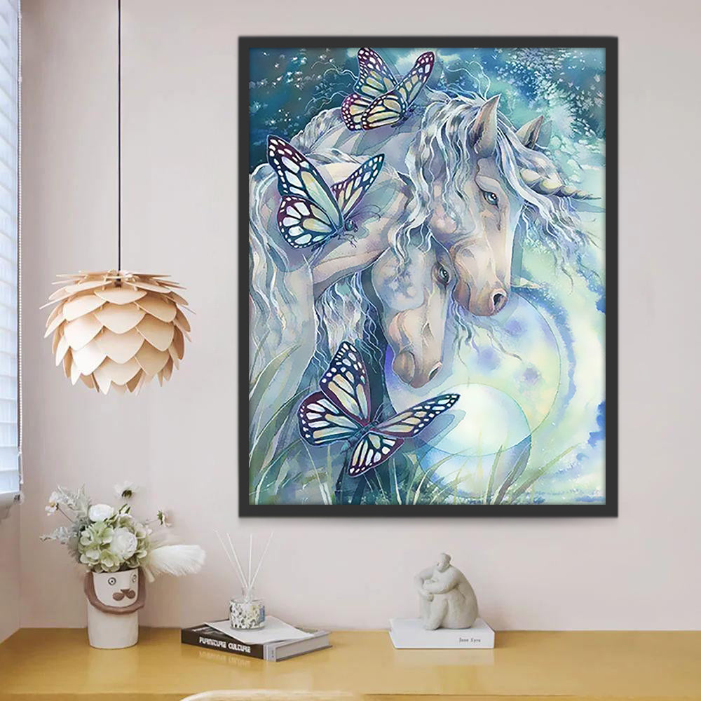 Mariposas y Pareja de Unicornios Enamorados Pintar por Números