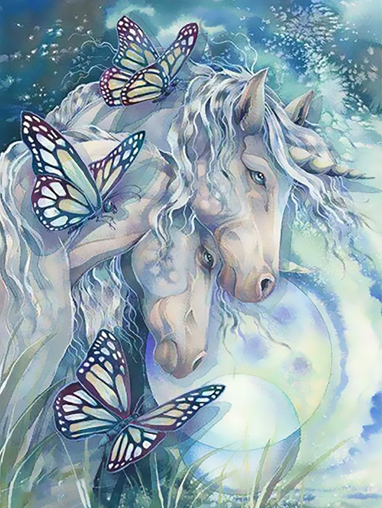 Mariposas y Pareja de Unicornios Enamorados Pintar por Números