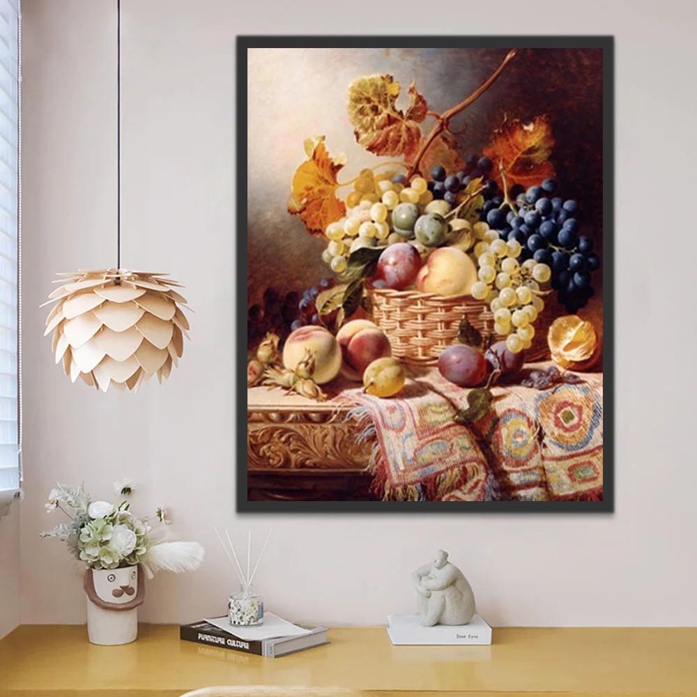 Mesa con Cesta de Frutas Encima Pintar por Números