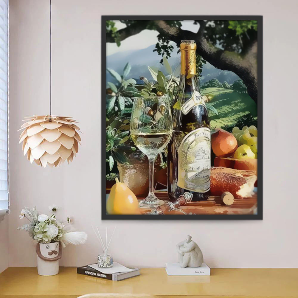 Mesa con Frutas y Vino en el Valle Pintar por Números