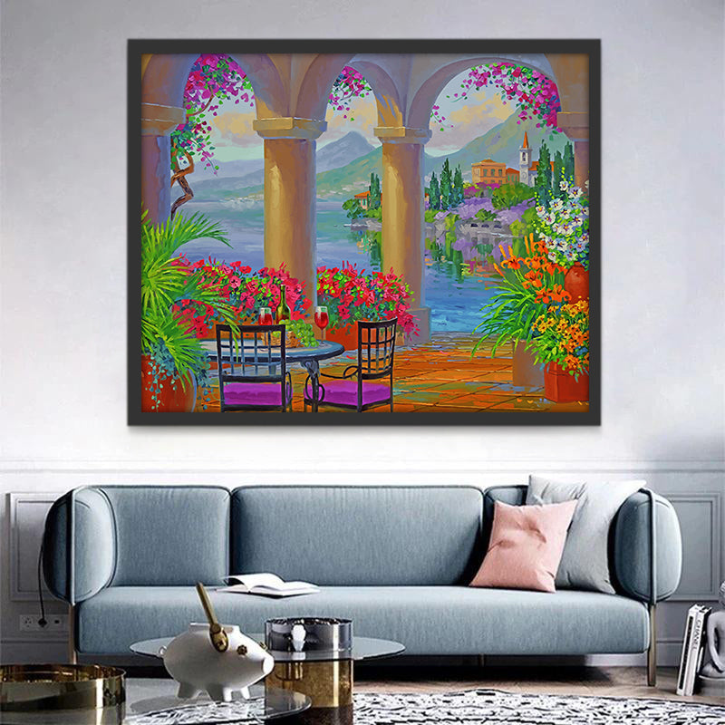Mesa y Sillas con Vistas al Mar Pintar por Números