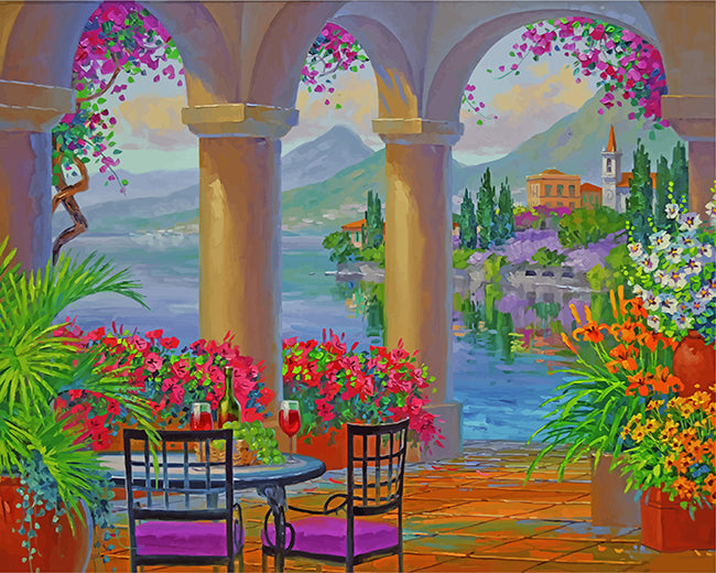 Mesa y Sillas con Vistas al Mar Pintar por Números
