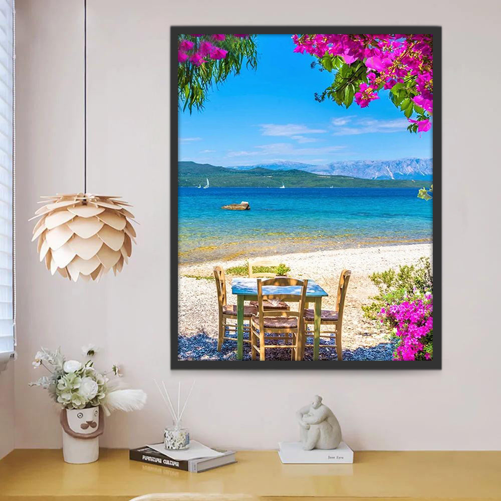 Mesa y Sillas en la Playa Pintar por Números