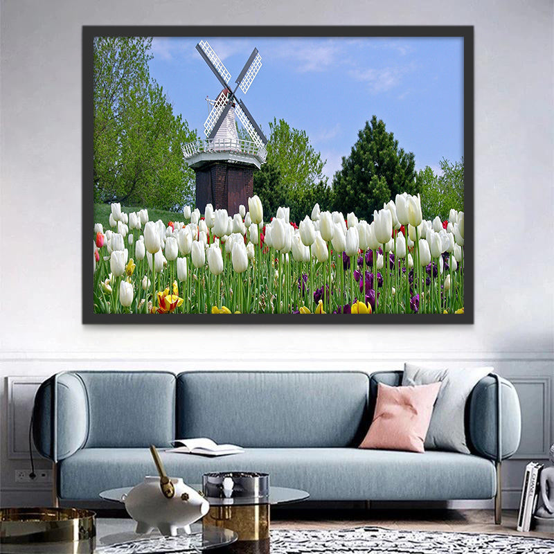 Molino de Viento y Campo de Tulipán Pintar por Números