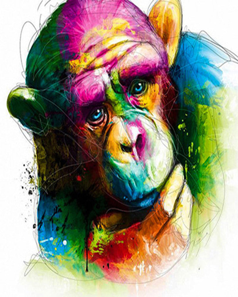 Mono Colorido con Ojos Azules Pintar por Números
